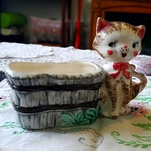 Cat planter, vintage 1960's ceramic